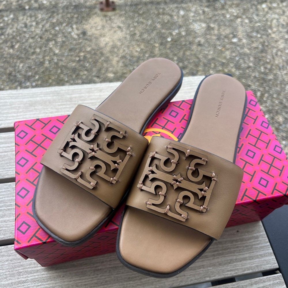 Tory Burch Brown Slide Sandals